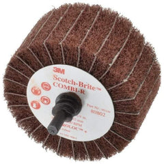3M - 2-1/2" Diam x 1-1/4" Face Width, Medium Aluminum Oxide Nonwoven & Coated Mounted Flap Wheel - Roloc Mount, 80 Grit, X Weighted Backing, 7,000 Max RPM - Industrial Tool & Supply