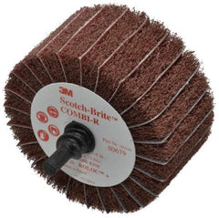 3M - 2-1/2" Diam x 1-1/4" Face Width, Fine Aluminum Oxide Nonwoven & Coated Mounted Flap Wheel - Roloc Mount, 120 Grit, X Weighted Backing, 7,000 Max RPM - Industrial Tool & Supply