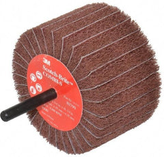 3M - 3" Diam x 1-3/4" Face Width, Very Fine Aluminum Oxide Coated Mounted Flap Wheel - 1/4" Shank Mount, 180 Grit, X Weighted Backing, 7,500 Max RPM - Industrial Tool & Supply