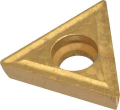 Interstate - TPGH321 HF Grade TCN55 Carbide Turning Insert - TiN Finish, 60° Triangle, 3/8" Inscr Circle, 1/8" Thick, 1/64" Corner Radius - Industrial Tool & Supply