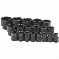 SK - 1/2" Drive Standard Impact Socket Set - 3/8 to 1-1/2", Inch Measurement Standard - Industrial Tool & Supply
