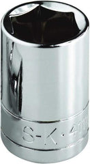 SK - 9/16", 1/4" Drive, Standard Hand Socket - 6 Points, Steel, Chrome Finish - Industrial Tool & Supply