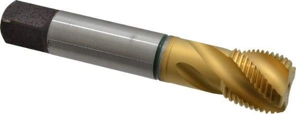 Guhring - 1-12 UNF 4 Flute 2B Modified Bottoming Spiral Flute Tap - Cobalt, TiN Finish, 5-1/8" OAL, Right Hand Flute, Right Hand Thread, Series 3923 - Industrial Tool & Supply