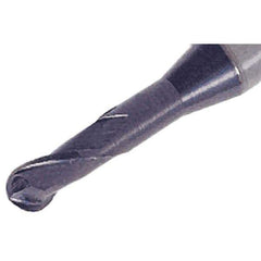 Iscar - 4mm Diam, 6mm LOC, 2 Flute Solid Carbide Ball End Mill - TiAlN Finish, Single End, 70mm OAL, 6mm Shank Diam, Spiral Flute - Industrial Tool & Supply