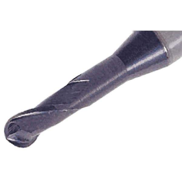 Iscar - 4mm Diam, 6mm LOC, 2 Flute Solid Carbide Ball End Mill - TiAlN Finish, Single End, 65mm OAL, 6mm Shank Diam, Spiral Flute - Industrial Tool & Supply