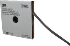3M - 1" x 50 Yd 120 Grit Aluminum Oxide Cloth Roll - Fine Grade, J Weighted Backing - Industrial Tool & Supply