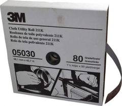 3M - 1-1/2" x 50 Yd 80 Grit Aluminum Oxide Cloth Roll - Medium Grade, J Weighted Backing - Industrial Tool & Supply
