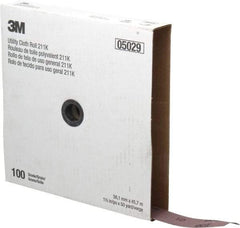 3M - 1-1/2" x 50 Yd 100 Grit Aluminum Oxide Cloth Roll - Fine Grade, J Weighted Backing - Industrial Tool & Supply