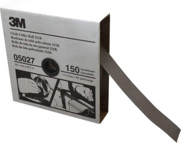 3M - 1-1/2" x 50 Yd 150 Grit Aluminum Oxide Cloth Roll - Very Fine Grade, J Weighted Backing - Industrial Tool & Supply