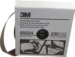 3M - 1-1/2" x 50 Yd 240 Grit Aluminum Oxide Cloth Roll - Very Fine Grade, J Weighted Backing - Industrial Tool & Supply