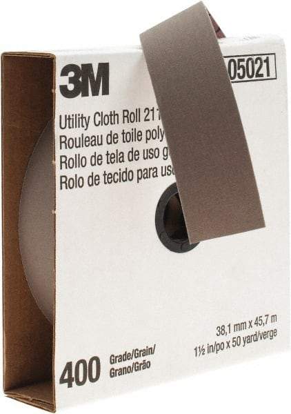 3M - 1-1/2" x 50 Yd 400 Grit Aluminum Oxide Cloth Roll - Super Fine Grade, J Weighted Backing - Industrial Tool & Supply