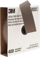 3M - 1-1/2" x 50 Yd 400 Grit Aluminum Oxide Cloth Roll - Super Fine Grade, J Weighted Backing - Industrial Tool & Supply