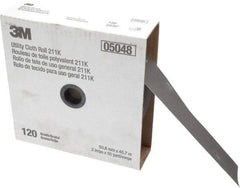 3M - 2" x 50 Yd 120 Grit Aluminum Oxide Cloth Roll - Fine Grade, J Weighted Backing - Industrial Tool & Supply