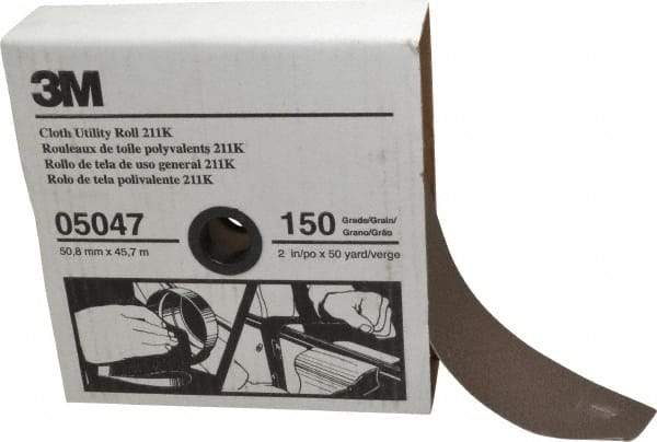 3M - 2" x 50 Yd 150 Grit Aluminum Oxide Cloth Roll - Very Fine Grade, J Weighted Backing - Industrial Tool & Supply