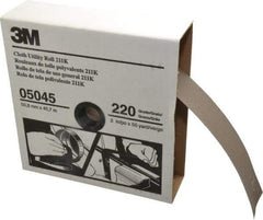 3M - 2" x 50 Yd 220 Grit Aluminum Oxide Cloth Roll - Very Fine Grade, J Weighted Backing - Industrial Tool & Supply