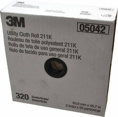 3M - 2" x 50 Yd 320 Grit Aluminum Oxide Cloth Roll - Extra Fine Grade, J Weighted Backing - Industrial Tool & Supply