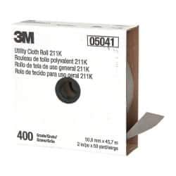 3M - 2" x 50 Yd 400 Grit Aluminum Oxide Cloth Roll - Super Fine Grade, J Weighted Backing - Industrial Tool & Supply