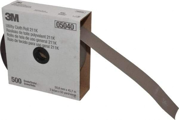 3M - 2" x 50 Yd 500 Grit Aluminum Oxide Cloth Roll - Super Fine Grade, J Weighted Backing - Industrial Tool & Supply