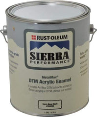 Rust-Oleum - 1 Gal Semi Gloss Black Acrylic Enamel - 180 to 545 Sq Ft/Gal Coverage, <0 g/L VOC Content, Direct to Metal - Industrial Tool & Supply