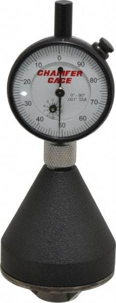 SPI - 1 to 2", 0 to 90° Included Angle, Internal Chamfer Gage - White Hardened Tool Steel (Plunger), 3 Blade & Conical Plunger, 0.001" Accuracy, 0.001" Graduation - Industrial Tool & Supply