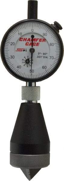 SPI - 0 to 1", 0 to 90° Included Angle, Internal Chamfer Gage - White Hardened Tool Steel (Plunger), 3 Blade & Conical Plunger, 0.001" Accuracy, 0.001" Graduation - Industrial Tool & Supply