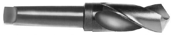 Interstate - 3-1/4", 5MT 118° Point High Speed Steel Taper Shank Drill Bit - Oxide Finish, 5" Flute Length, 12" OAL, Spiral Flute - Industrial Tool & Supply