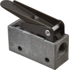 Mead - 0.11 CV Rate, 3 Way Pilot Air Valve - Straight Leaf Actuator - Industrial Tool & Supply