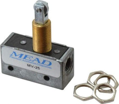 Mead - 0.11 CV Rate, 3 Way Pilot Air Valve - Roller Plunger Actuator - Industrial Tool & Supply