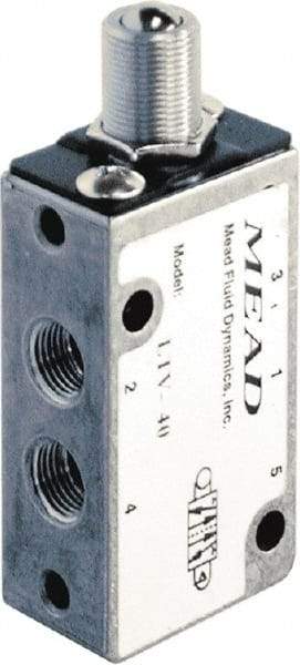 Mead - 1/8" NPT Inlet Light Touch Valve - Roller Plunger, 4 Way, Control - Industrial Tool & Supply
