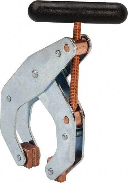 Made in USA - 1,700 Lb, 4-1/2" Max Opening, 2-1/4" Open Throat Depth, Cantilever Clamp - High Tensile Steel Jaw, T-Handle - Industrial Tool & Supply
