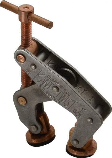 Kant Twist - 350 Lb, 7/8" Max Opening, 1/2" Open Throat Depth, 1/2" Closed Throat Depth, Cantilever Clamp - High Tensile Steel Jaw, T-Handle, 2-1/8" OAL, 1-3/4" Max Width - Industrial Tool & Supply