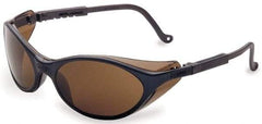 Uvex - Espresso Lenses, Framed Safety Glasses - Scratch Resistant, Slate Blue Polycarbonate/ABS Blend Frame, Adjustable Temples, Size Universal, Wrap Around - Industrial Tool & Supply