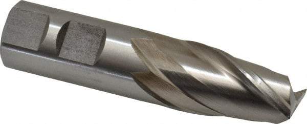 Interstate - 7/8", 1-1/2" LOC, 7/8" Shank Diam, 3-3/4" OAL, 2 Flute, High Speed Steel Square End Mill - Single End, Uncoated, Spiral Flute, 30° Helix, Centercutting, Right Hand Cut, Right Hand Flute - Industrial Tool & Supply