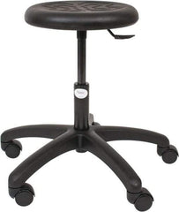 Made in USA - 15-1/2 to 20-1/2" High Utility Stool - Polyurethane Seat, Black - Industrial Tool & Supply