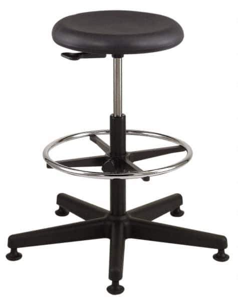 Bevco - 18-1/2 to 26" High Versa Backless Utility Stool with Black Nylon Base - Polyurethane Seat, Black, Mushroom Glides - Industrial Tool & Supply
