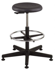 Bevco - 18-1/2 to 26" High Versa Backless Utility Stool with Black Nylon Base - Polyurethane Seat, Black, Mushroom Glides - Industrial Tool & Supply