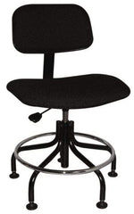 Bevco - Ergonomic Chair with Welded Footring - Cloth Seat, Black - Industrial Tool & Supply