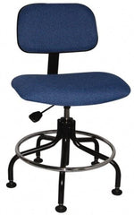 Bevco - Ergonomic Chair with Welded Footring - Cloth Seat, Royal Blue - Industrial Tool & Supply