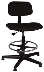 Bevco - Ergonomic Chair with Adjustable Footring - Cloth Seat, Black - Industrial Tool & Supply