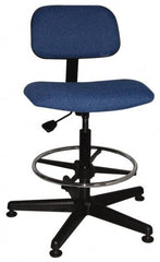 Bevco - Ergonomic Chair with Adjustable Footring - Cloth Seat, Royal Blue - Industrial Tool & Supply