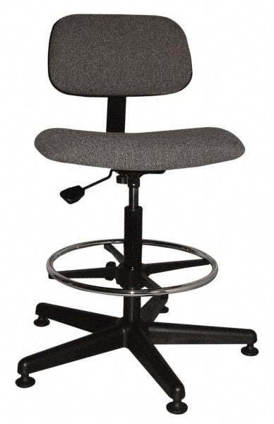 Bevco - Ergonomic Chair with Adjustable Footring - Cloth Seat, Gray - Industrial Tool & Supply
