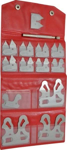 SPI - 26 Piece, 0.01 to 1/2 Inch Radius, Stainless Steel Radius Gage Set - Satin Chrome Coated - Industrial Tool & Supply