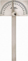 SPI - 6 Inch Long Blade, 180° Max Measurement, 1° Dial Graduation, Rectangular Head Protractor - Accuracy Up to 30 Min, 0 to 90 to 0 Dial Range - Industrial Tool & Supply