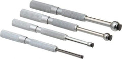 SPI - 1/8 to 1/2 Inch Measurement, 1, 1-3/16, 1-9/16 and 1-5/8 Inch Gage Depth, Small Hole Gage Set - Full Ball, Satin Chrome Coated, Includes Pouch - Industrial Tool & Supply