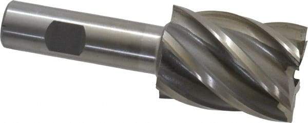 Interstate - 1-1/2", 2" LOC, 3/4" Shank Diam, 4-1/2" OAL, 6 Flute, High Speed Steel Square End Mill - Single End, Uncoated, Spiral Flute, 30° Helix, Right Hand Cut, Right Hand Flute - Industrial Tool & Supply