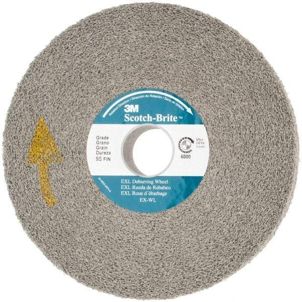 3M - 6" Diam, 1" Face Width, 1" Center Hole, Fine Grade, Silicon Carbide Deburring Wheel - Convolute, Hard Density 8 Grade, 6,000 RPM - Industrial Tool & Supply