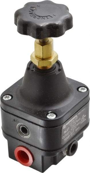 Norgren - 1/4 NPT Port, 12 CFM, Zinc Precision Constant Bleed Regulator - 1 to 60 psi Range, 150 Max psi Supply Pressure, 2.12" Wide x 4.55" High - Industrial Tool & Supply