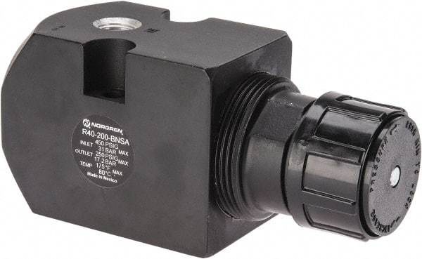 Norgren - 1/4 NPT Port, 6.4 CFM, Aluminum Remote Pilot Regulator - 10 to 250 psi Range, 450 Max psi Supply Pressure, 2.47" Wide x 5.24" High - Industrial Tool & Supply