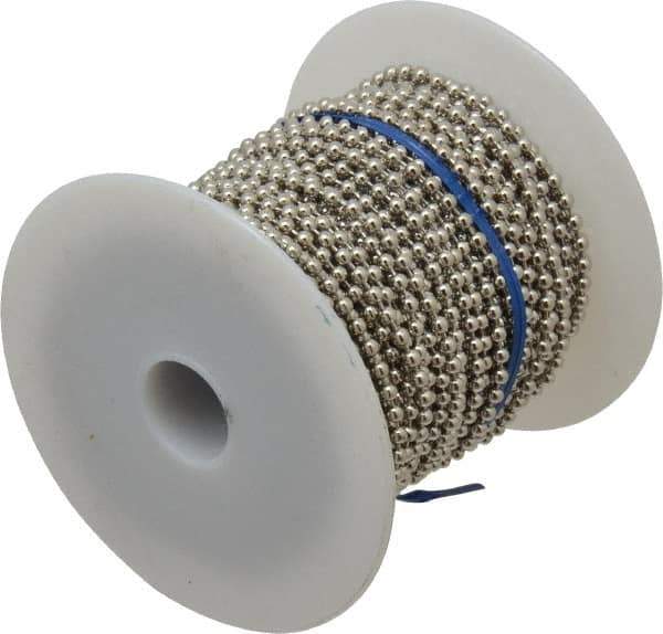 Made in USA - Number 6 Trade Size Brass Ball Chain - 0.127 Inch Ball Diameter, 25 Lbs. Tensile Strength, 100 Ft. Long , 69 Balls per Foot - Industrial Tool & Supply
