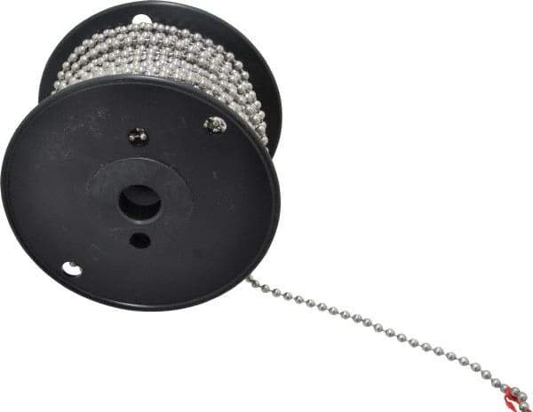 Made in USA - Number 10 Trade Size Stainless Steel Ball Chain - 0.178 Inch Ball Diameter, 80 Lbs. Tensile Strength, 100 Ft. Long , 48.5 Balls per Foot - Industrial Tool & Supply